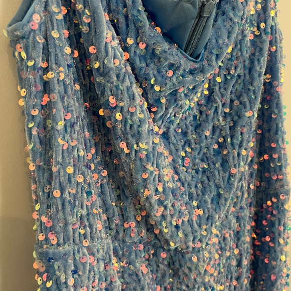 FAERIESTY Blue Sequin Prom Dress - Picture 4 of 16